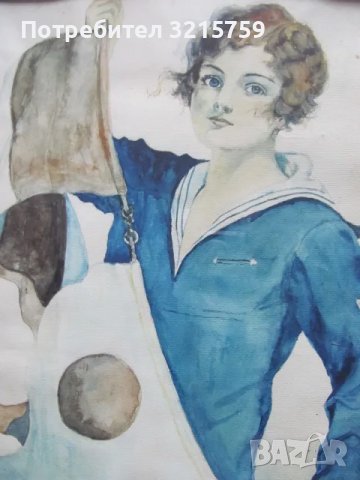  30-те Стара картина акварел, 31х24см., снимка 4 - Картини - 48078548