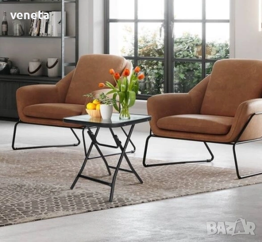 стъклена квадратна бистро маса с неръждаема рамка, снимка 10 - Маси - 53249553