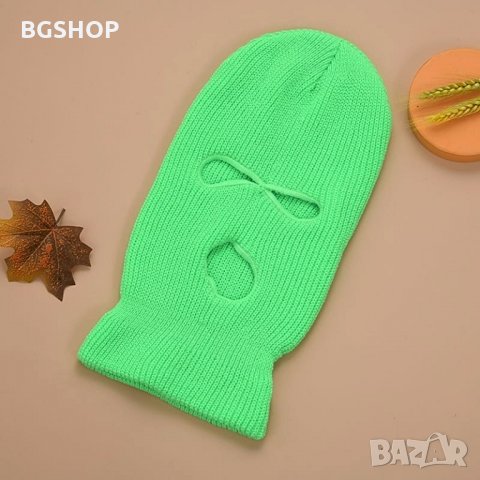 Зимна шапка маска - Green Neon Balaclava, снимка 4 - Шапки - 30397904