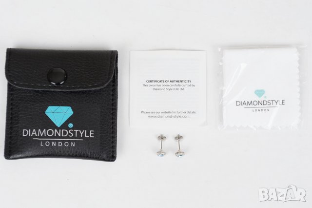 Дамски позлатени обеци със сини кристали марка Diamond style , снимка 1 - Обеци - 38468336