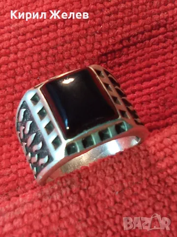 СТИЛНО ОРНАМЕНТИРАН СКЪПОЦЕНЕН СРЕБЪРЕН ПРЪСТЕН ЛАКИРАНО СРЕБРО 925 с ШЛИФОВАН ЧЕРЕН ОНИКС 49305, снимка 11 - Пръстени - 49366063