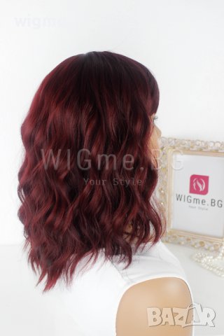 Червена перука на вълни с бретон Дейзи, снимка 4 - Аксесоари за коса - 37905835