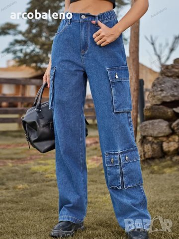 Нови ежедневни изпрани дамски дънки с много джобове, 2цвята , снимка 6 - Дънки - 42345871