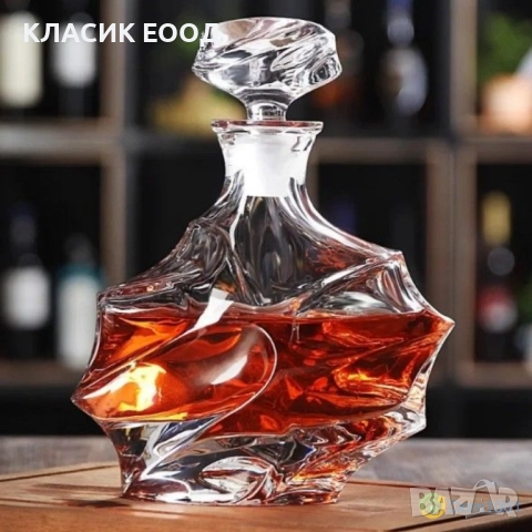 Комплект 6 бр. чаши за уиски + гарафа 0.860 л. декантер, снимка 2 - Чаши - 51463432