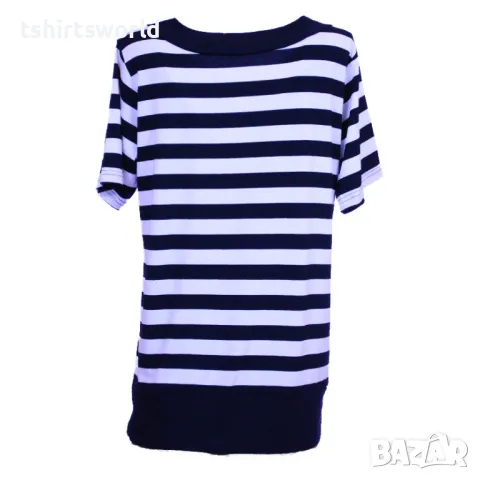 Нова дамска моряшка блуза с къс ръкав, широко райе , снимка 2 - Тениски - 48415028