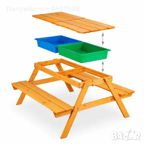 ОТНОВО НАЛИЧНА Детска маса с пейки и пясъчник 2в1 GINGER HOME, снимка 6 - Маси - 55951894