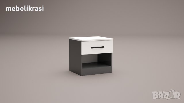 Нощно Шкафче Аполо 1-антрацит гланц/ бяло гланц, снимка 1