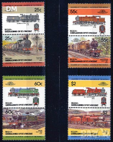  	Сейнт Винсент и Гренадини /Бекия/ 1985 - Leaders of the World 3 локомотиви MNH, снимка 1