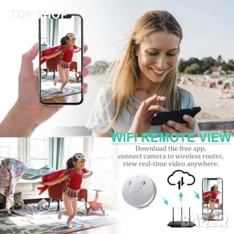 Нова WiFi скрита шпионска камера Детектор за дим Дом, снимка 3 - Аналогови камери - 49549496