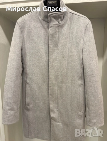 Мъжко палто Zara - светлосиво, елегантен модел. Размер S, снимка 2 - Палта - 52401024