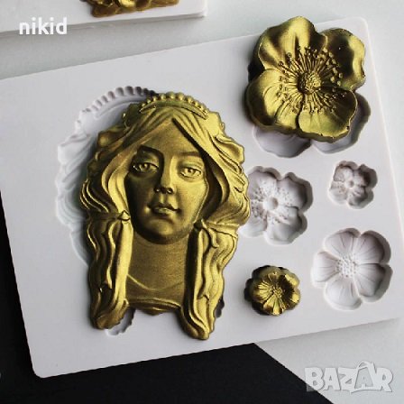 Кралица Анабел момиче и цветя силиконов молд форма декор украса фондан шоколад гипс торта смола