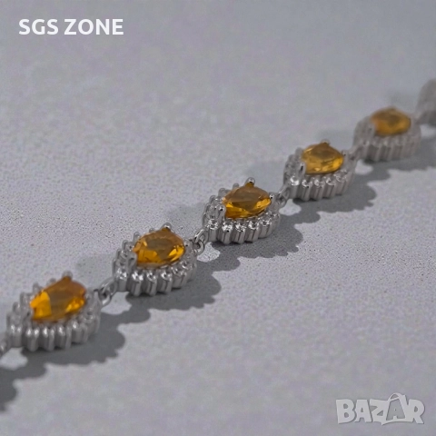 сребърна гривна с естествен цитрин