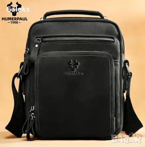 Премиум/Мъжка Винтидж чанта HUMERPAUL 1998 Crazy Horse* Естествена кожа!, снимка 2 - Чанти - 49925905