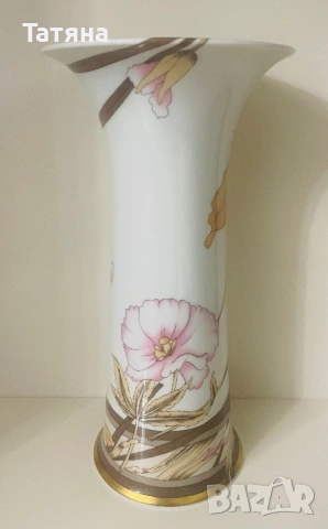 Немска порцеланова ваза от HUTSCHENREUTHER AND LEONARD, 28 см, снимка 3 - Вази - 53145458