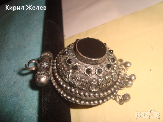 СТАРО ОСМАНСКО САЧАНЕНО УКРАШЕНИЕ с ШЛИФОВАН ЧЕРЕН ОНИКС ГРАНУЛАЦИЯ ЕТНО БИЖУ МАЙСТОРСКАРАБОТА 25877, снимка 9 - Антикварни и старинни предмети - 35585206