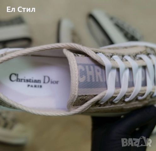 📌Дамски маратонки Dior Oblique - Бежаво с Тъмно Зелено 36 37 38 39 40 номер Цена 110/56.24€ Еконт, снимка 6 - Кецове - 52240877