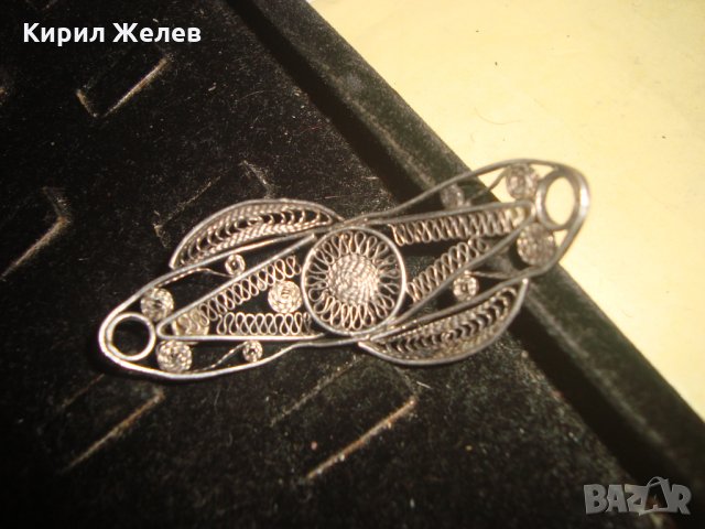 СРЕБЪРНА ФИЛИГРАННА АРТ ДЕКО ШНОЛА ФИБА за КОСА с ЦИРКОНИ МАЙСТОРСКА ЮВЕЛИРНА СТАРА РАБОТА 24071, снимка 9 - Антикварни и старинни предмети - 33789665