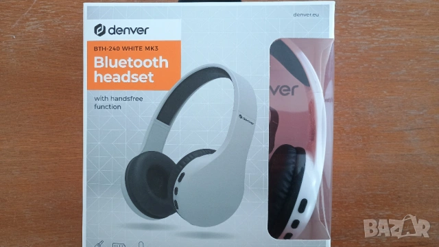 Безжични слушалки бели DENVER BLUETOOTH HEADSET BTH-240 WHITE, снимка 2 - Bluetooth слушалки - 54270274