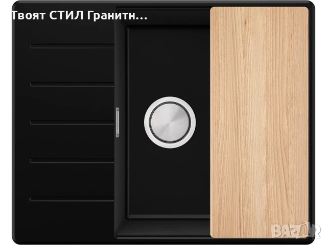 Черна кухненска гранитна мивка Копенхаген 50 Top 620х500, снимка 9 - Мивки - 51299485