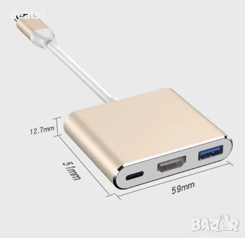Зареждаща Станция 4K USB-C 3.0 3в1 Type-C към HDMI, USB 3.0 Адаптер и Сплитер , снимка 14 - Друга електроника - 49466063