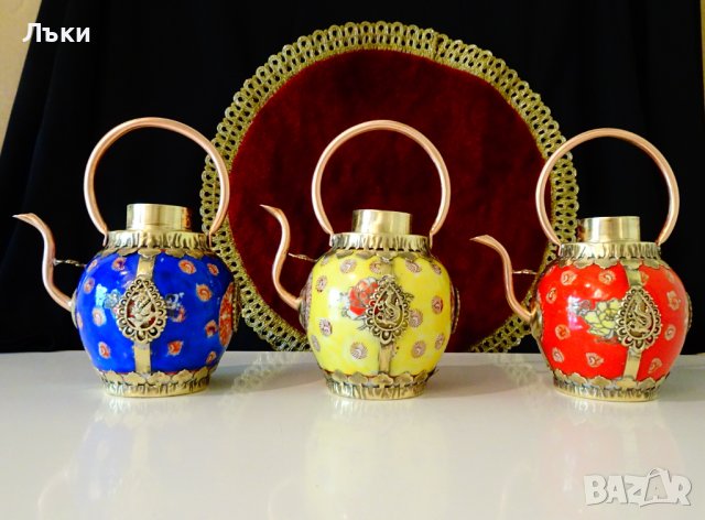 Тибетски чайник порцелан,мед и месинг. , снимка 13 - Антикварни и старинни предмети - 37512646