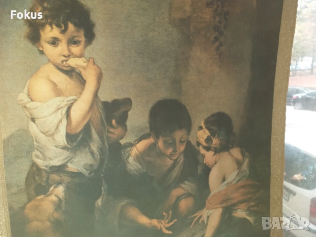 Деца играят на барбут - Картина на плат щампа репродукция, снимка 2 - Антикварни и старинни предмети - 53363585