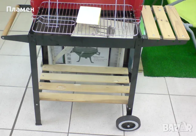 Скара, грил, барбекю на дървени въглища с поставкa дръжка и колелца. 65 лв.