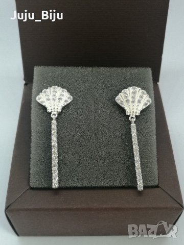 Нови сребърни обеци с камъни цирконий, снимка 1 - Обеци - 29707401