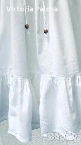 Бяла рокля-туника индийски памук, снимка 6 - Рокли - 51025662