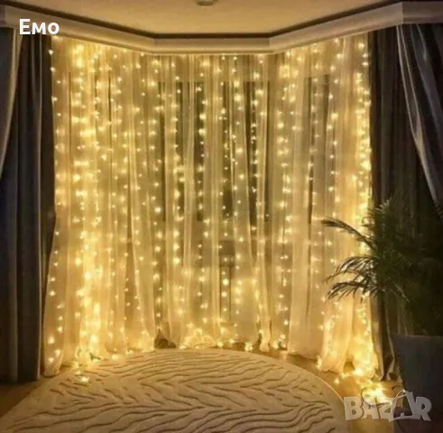 Коледна завеса от лампички: Създайте магия у дома с огнени светлини, снимка 2 - Декорация за дома - 48215605