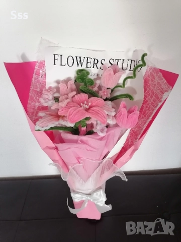 Букет от вечни сатенени рози , снимка 5 - Изкуствени цветя - 52592587