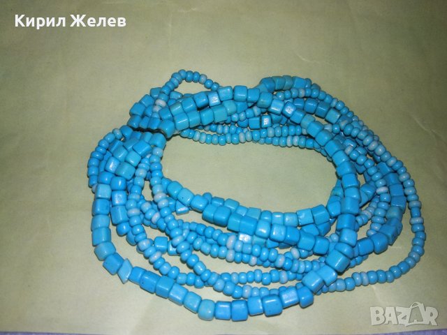 КРАСИВА ЕЛАСТИЧНА ТЮРКОАЗЕНА ХЕНД - МЕЙД ХИПАРСКА АРТ ГРИВНА 34719, снимка 2 - Гривни - 39177484