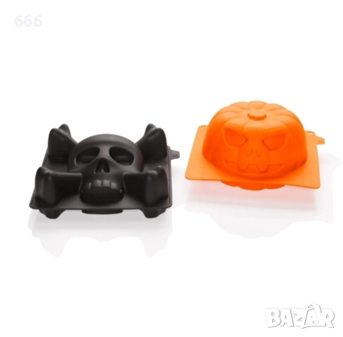 Силиконови форми Livarno, 2 бр., тиква и череп, за мъфини, забавни, снимка 5 - Други стоки за дома - 52875964