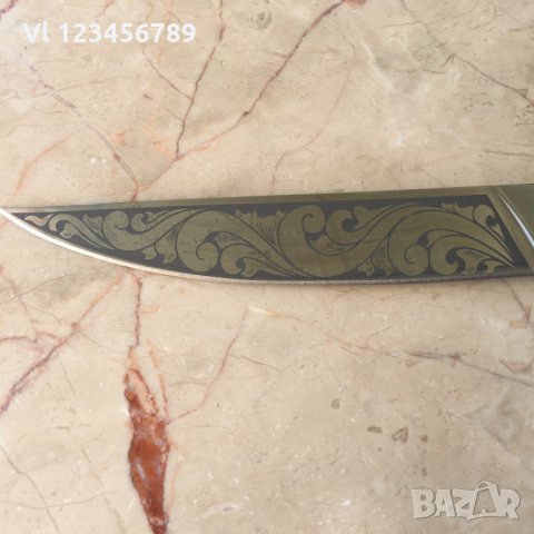 Ловен нож Пантера с гравирани флорални елементи на острието Ст 65х13, снимка 3 - Ножове - 33795346