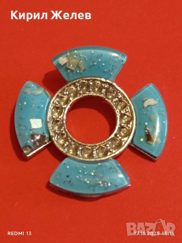 Колие МОРАНО с тюркоазени детайли и сребрист метален елемент с кристали 52175