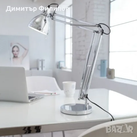 Настолна лампа .Хром .Метал. Е27 .Нова .Неразопакована