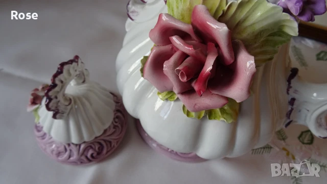 Ваза стил Capo di Monte с капак, снимка 11 - Вази - 50868381