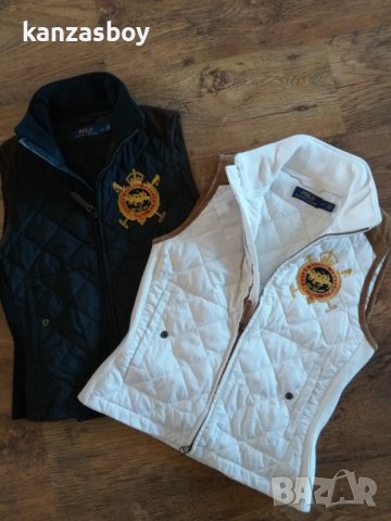 Polo Ralph Lauren Equestrian Vest Suede Trim White Quilted Full Zip - страхотен дамски елек 