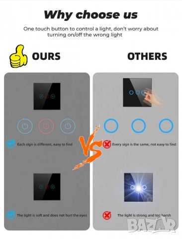 Сензорен ключ за осветление с 2 бутона, снимка 9 - Други - 39687353