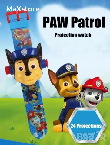 Paw patrol Чейс Скай Рабъл Маршал Детски часовник с прожектор , снимка 2 - Детски - 51994432