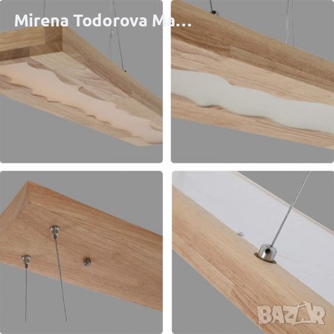 LED Висяща лампа Дървена рустикална димируема 36W с дистанционно упр., снимка 7 - Полилеи - 37391829