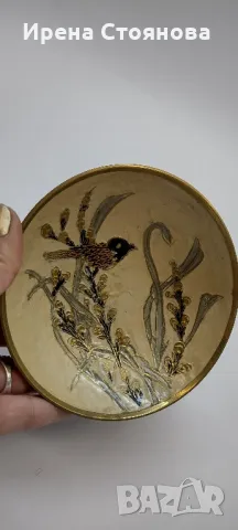 Винтидж месингова купа на столче, масивен месинг Индия. Ръчно рисувана, снимка 6 - Антикварни и старинни предмети - 49377235