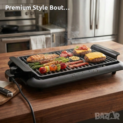 Електрическа настолна скара 1200W без дим – Преносимо барбекю за балкон и градина, 38x25 см, снимка 7 - Други стоки за дома - 53923616