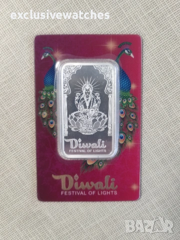 1 oz 999 чисто сребро PAMP Suisse Diwali - Lakshmi & Peacocks 2024, снимка 3 - Нумизматика и бонистика - 53334186