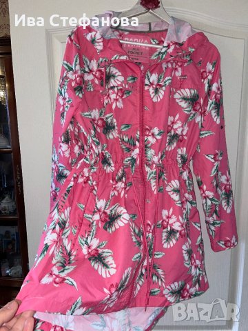 Страхотно ново розово лятно яке ветровка с качулка флорален принт цветя , снимка 7 - Якета - 40256427