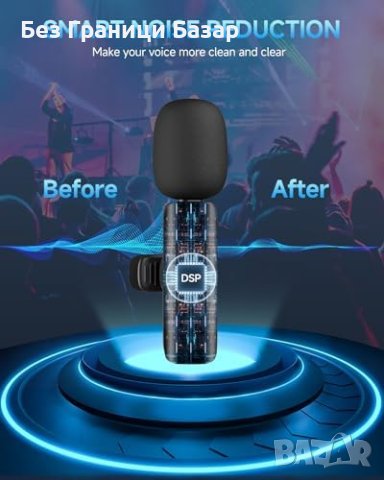 Нов Безжичен Лаважен Микрофон за Android, USB-C, Шумопотискане, снимка 3 - Микрофони - 44159484