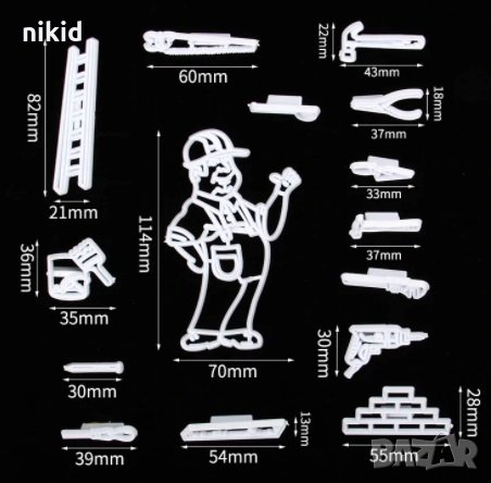 Строител Майстор и инструменти пластмасови резци печати форми украса фондан торта декор, снимка 2 - Форми - 31273654
