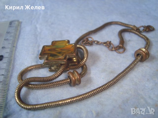 СТАРО ВИНТИДЖ АРТ ЗЛАТИСТО КОЛИЕ с КРЪСТ 23375, снимка 13 - Колиета, медальони, синджири - 37744042