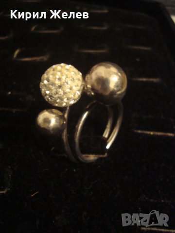 СТАР СРЕБЪРЕН ВИНТИДЖ ТОПЧЕСТ АРТ ДИЗАЙНЕРСКИ ПРЪСТЕН с БЯЛ ЕМАЙЛ и КРИСТАЛЧЕТА 19446, снимка 11 - Пръстени - 31595555