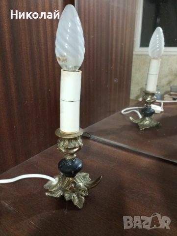 Малка бронзова лампа имитираща свещник, снимка 8 - Антикварни и старинни предмети - 52188235